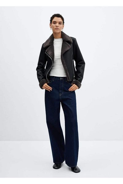 MANGO Woman Jacke mit Kunstpelzfutter