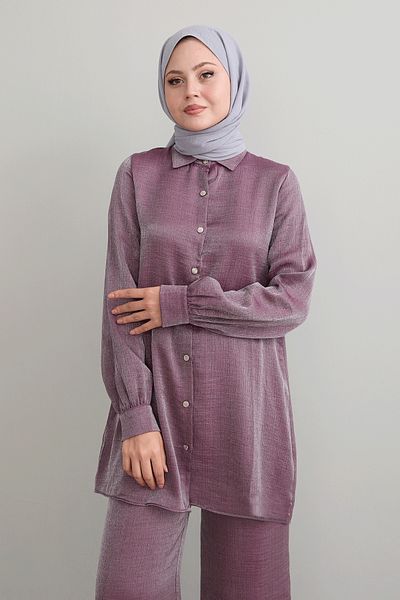 InStyle طوق قميص لامع - طقم وردة مجففة مزدوجة