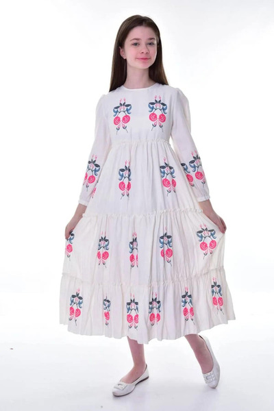 Wild Flower Fete - Lenjerie de bumbac, rochie lungă cu căptușeală