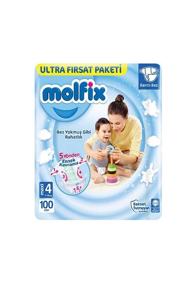 Molfix Baby Diapers Ultra Opportunity Pack Maxi Size 4 100 Pieces x 2 Packs