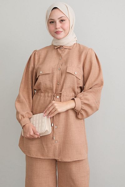 InStyle Σετ λινό Camel Tunnel Belted