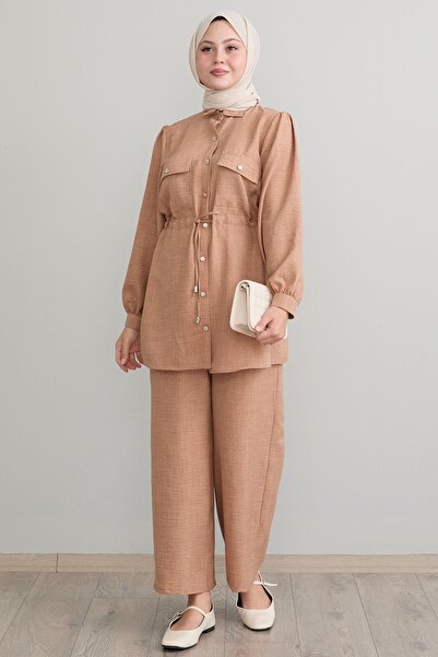 InStyle Σετ λινό Camel Tunnel Belted