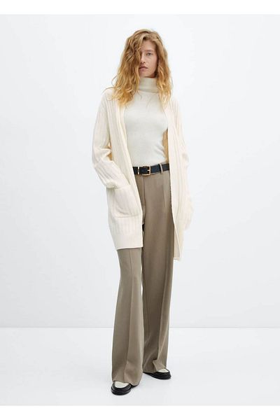 MANGO Woman Ribbed Long Cardigan
