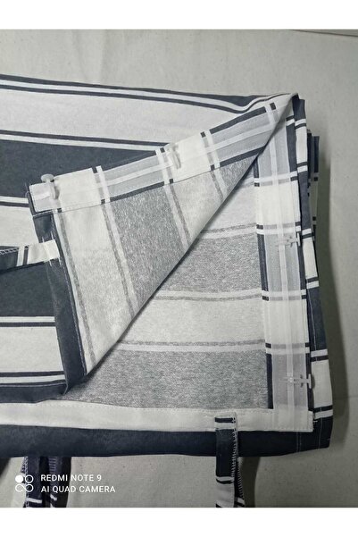 BERMUDA Balkon Perdesi Branda Çizgili En X Yükseklik Özel Dikim Gri Beyaz