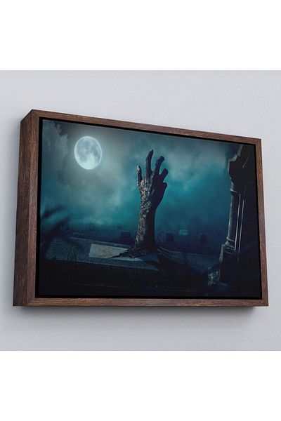 Harita Sepeti Tablou de perete decorativ de Halloween cu mână înclinată în cimitir înrămat-5204