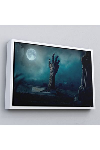 Harita Sepeti Tablou de perete decorativ de Halloween cu mână înclinată în cimitir înrămat-5204