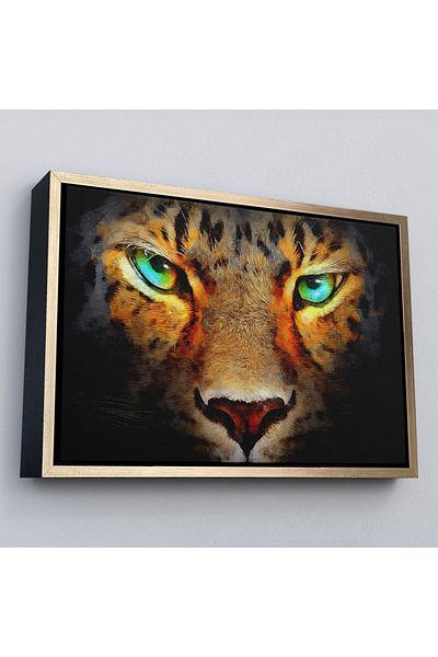 Harita Sepeti Pictură în ulei realistă cu ochi de gepard într-un cadru Pictură murală pe pânză-3689