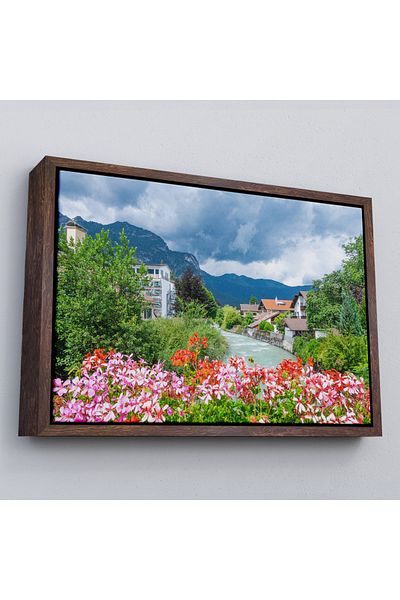 Harita Sepeti Σκελετός Γερμανίας Garmich-Partenkirche De A Beautiful River Landscape Ζωγραφική τοίχου-3466