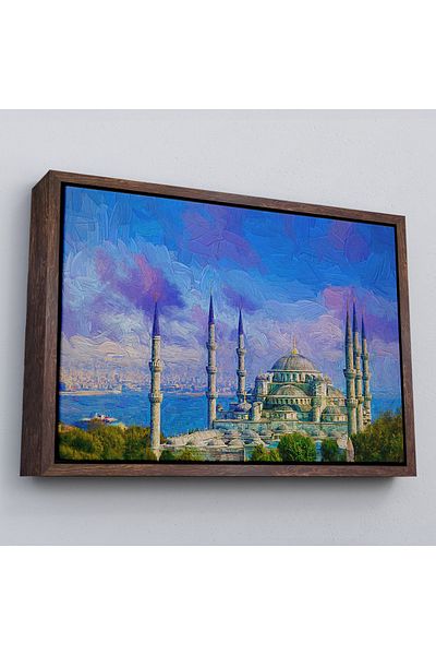 Harita Sepeti Μαύρο πλαίσιο Sultan Ahmet Mosque Ελαιογραφία Προβολή ζωγραφικής τοίχου σε καμβά