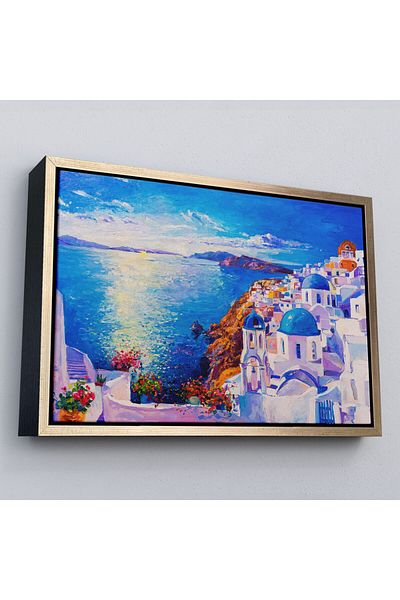 Harita Sepeti Διακοσμητικός πίνακας ελαιογραφίας Mikanos Greece με πλαίσιο -3572