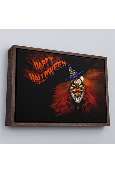 Harita Sepeti Decor de perete de Halloween cu cadru, pictură de perete de Halloween cu dovleci înfricoșători-5193