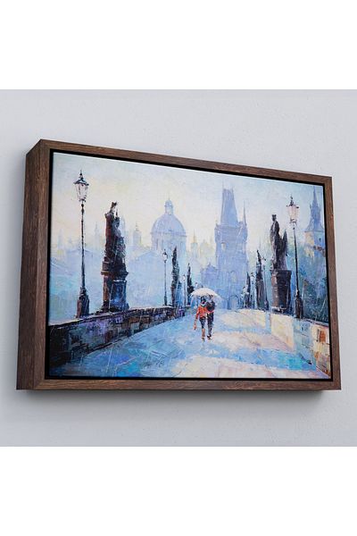 Harita Sepeti O pereche de iubitori sub un umbrelă într-un cadru Pictură murală pe pânză-1187