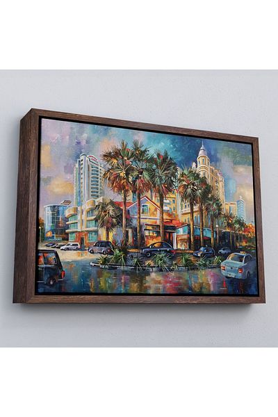 Harita Sepeti Framed the Architecture Landscape of the City of Sochi Loved after Rain Canvas Wall Painting-1114