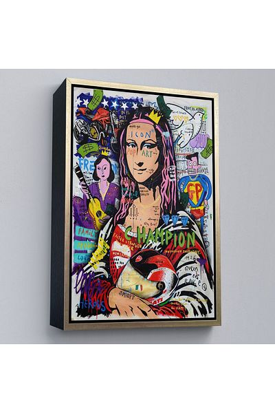 Harita Sepeti Pictură pe pânză Mona Lisa Banksy colorată în rame, artă de stradă, pop art-5306