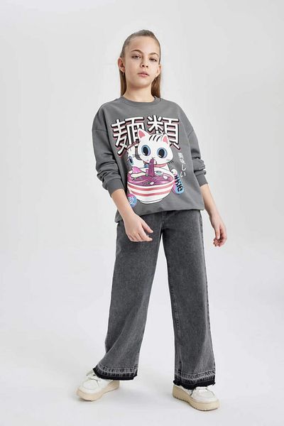 DeFacto Girl's Gray Sweat - C0080a8/gr449 Model