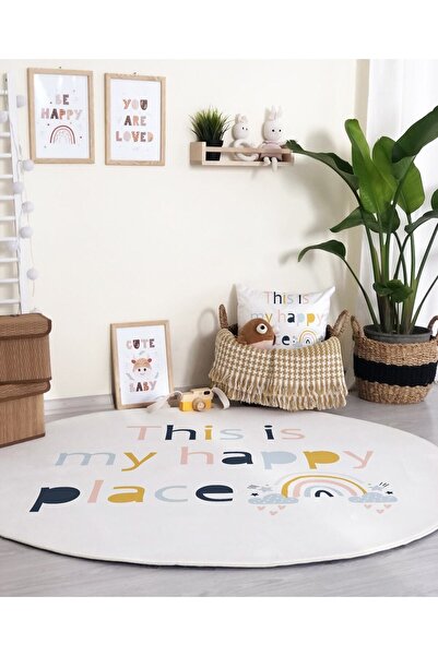 Evmila Dijital Baskılı Kaymaz Taban Yıkanabilir Yazı Desenli Çocuk Ve Bebek O...