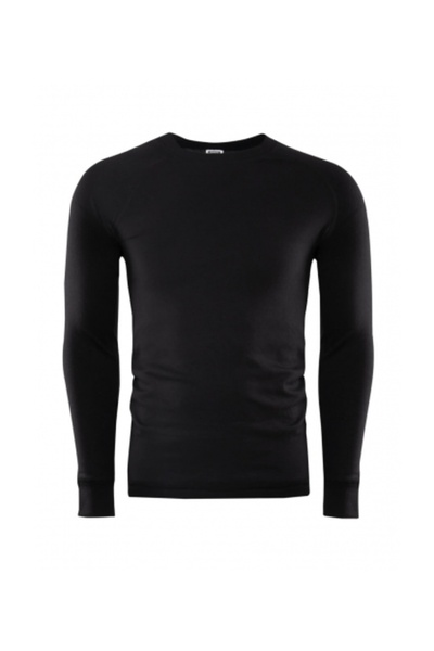 İŞMONT Top unisex negru cu mânecă lungă Lenjerie termică moale, care păstrează căldura, ușoară, zilnică