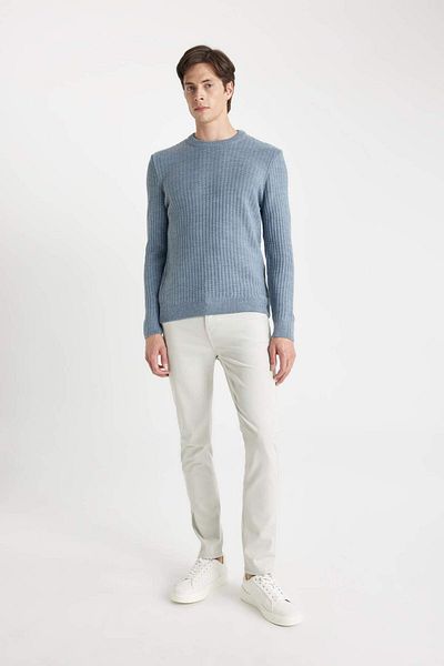 DeFacto Standard-Passform, normaler Schnitt, Rundhalsausschnitt, Jacquard-Strickpullover, A5234ax23wn