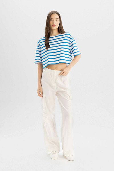 DeFacto Tricou Coool Crop cu mânecă scurtă, 100% bumbac A9046ax23sm