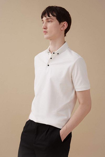 DeFacto Slim Fit Polo λαιμόκοψη Basic κοντομάνικο βαμβακερό χτενισμένο μπλουζάκι