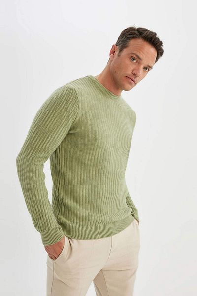 DeFacto Standard-Passform, normaler Schnitt, Rundhalsausschnitt, Jacquard-Strickpullover, A5234ax23wn