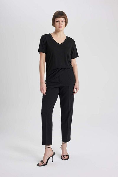 DeFacto Tricou cu mânecă scurtă, cu decolteu în V, de formă regulată