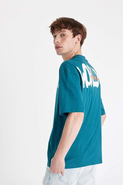 DeFacto Oversize Fit Crew Neck Back Printed Short Sleeve 100 Cotton T-Shirt A4004ax23hs