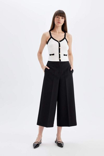 DeFacto Black Basic Chino Pants with Pockets, Wide Leg C2052Ax24Sp