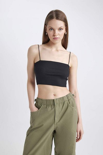 DeFacto Σχοινάκι Skinny Fit Cotton Crop Top - U0358az22sm