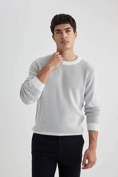 DeFacto Standard Fit Regular Cut Crew Neck Knitwear Sweater B0923Ax23Wn