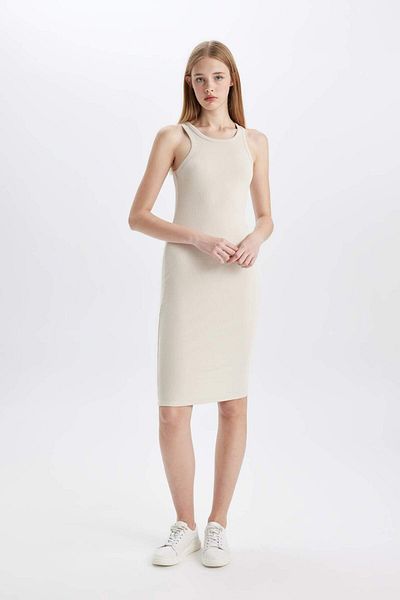 DeFacto Bodycon Basic kötős gallér pamut Midi pántos ruha U8106az23sm