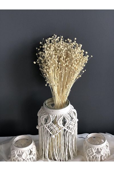 florbar Λευκό λινό Otu-luna Otu Dry Flower Bouquet-vase Flower – Διακόσμηση τεχνητών λουλουδιών, Στολίδι τραπεζιού, Φόντο