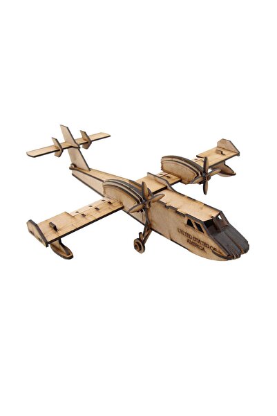 Mavi Doku Yolcu Uçağı 3D Ahşap Puzzle Maketi