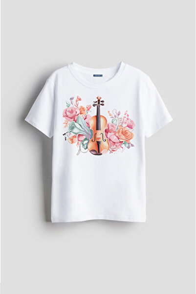 Darkia تي شيرت للأطفال للجنسين - نمط الكمان لأداة الموسيقى، تصميم مخصص مطبوع