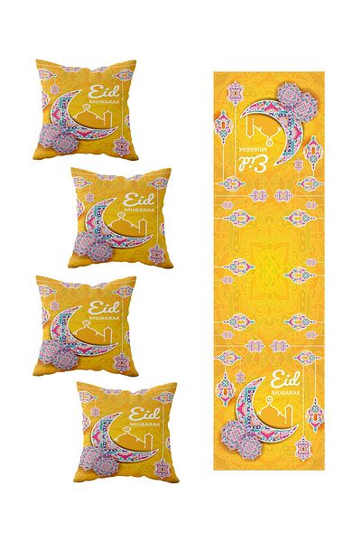 on the clouds Eid Mubarak - Ramadan Lantern Set of 4 Decorative Throw Pillow Cover Runner