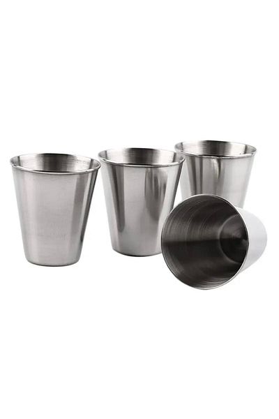 YDGR 10 Pieces of Stainless Steel Conical Cup| Steel Camping Cup 8 Cm