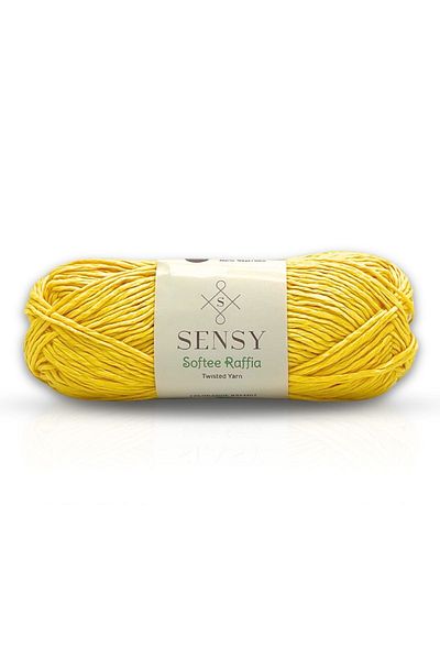 SENSY Premium Softee Raffia - Soft Raffia Paper, Hand Knitted and Hobby Rope, Supla Rope Bag, Yellow
