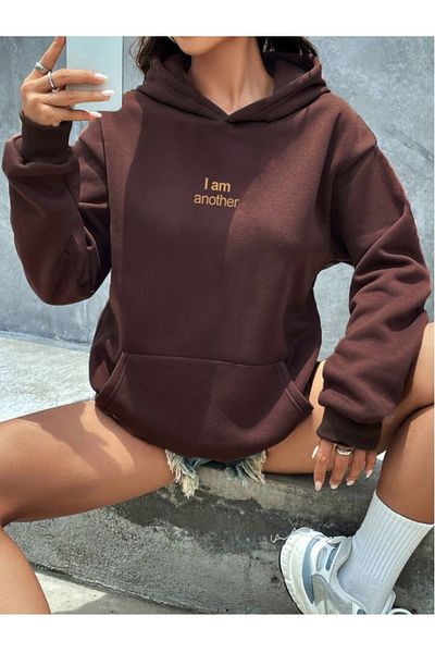 OFFSIDESIGN Unisex Oversize Φούτερ με Κουκούλα - I Am Another Printed Minimal Design