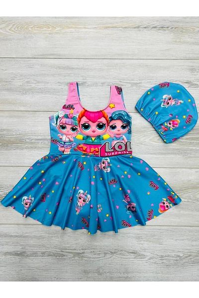 mikam Girl - Pool/Sea Swimsuit with Flywheel and Bonnet