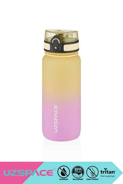 Uzspace New 650ml Tritan Water Flask - Double Color, Leak-Proof, BPA Free and Lockable Lid