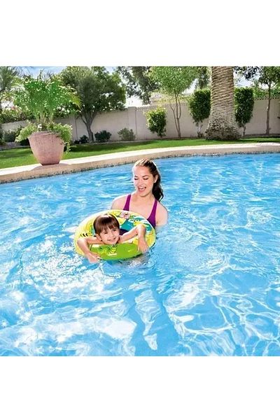 direkstoktan 56 cm Inflatable Swim Ring with Sea Ring Print for 3-6 Years Old Children - 36013
