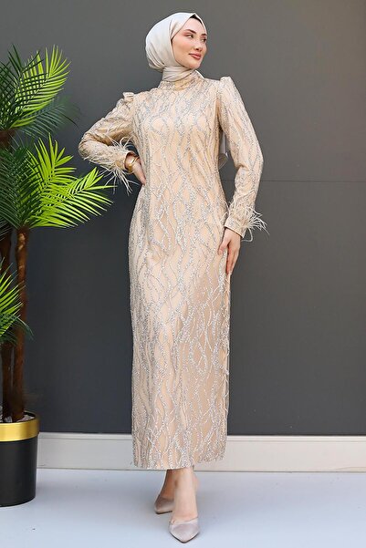 GİZ AGİYİM Βραδινό Φόρεμα Hijab Χρυσό - Ala