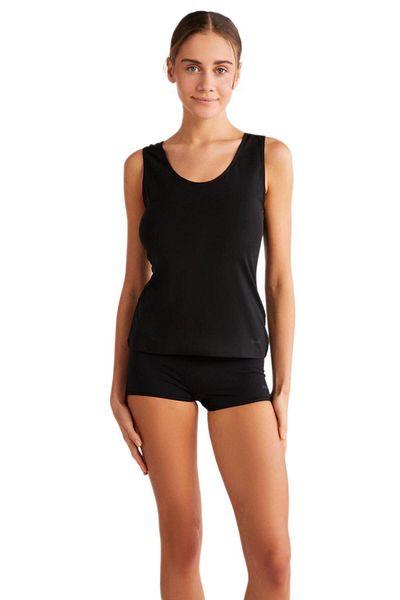 Kom Black Thick Strap Basic Singlet Tank Top - Cotton