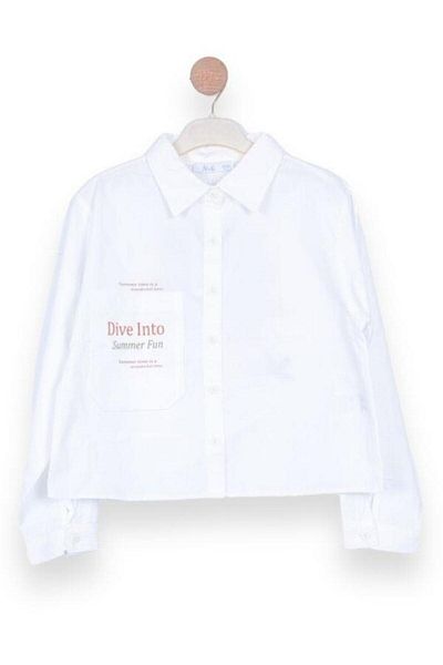 NK Cămașă oversize pentru fete cu buzunare cu model la spate