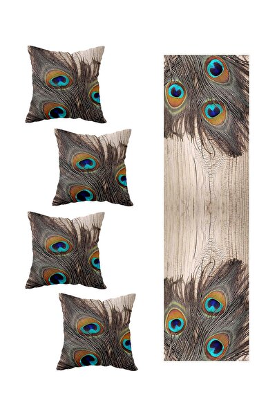 Generic Brand Tavus Kuşu Set de huse decorative pentru perne de canapea, 4 pi...
