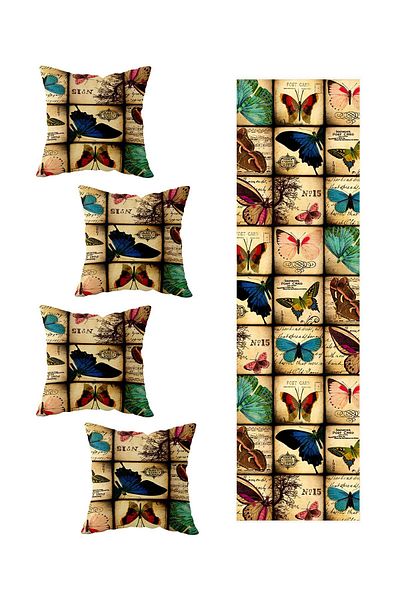 on the clouds Σετ 4 Vintage Colorful Butterfly Table Runner - Διαφορετικά μοντέλα Ranır