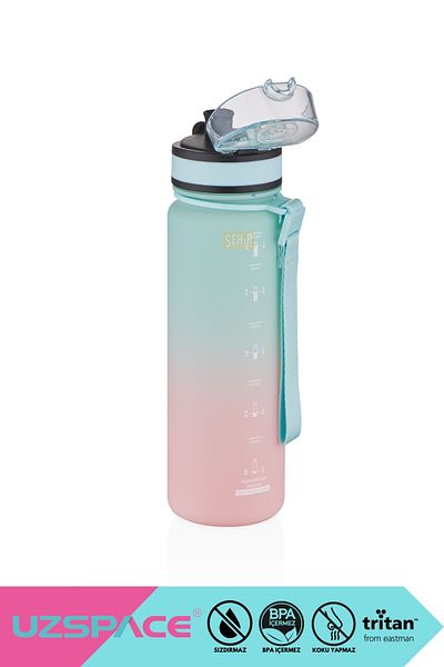 Uzspace 500ml New Motivational Tritan Water Flask - Double Color, Leak-Proof, BPA Free and Lockable Lid