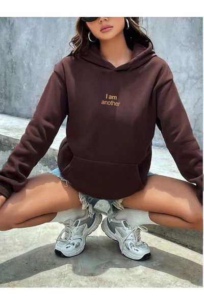 OFFSIDESIGN Unisex Oversize Φούτερ με Κουκούλα - I Am Another Printed Minimal Design