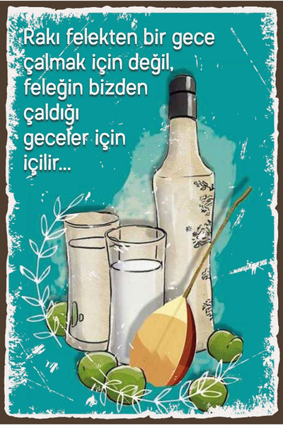 hediyeniburadabul Raki Designed Wooden Poster