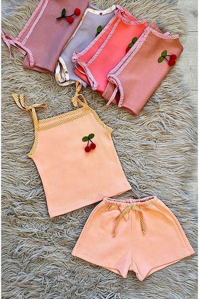 enes baby Adjustable Strap Ribbed Ribbed Shorts - Set of 2